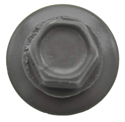 Jake Sales Metal Roofing Screws: (250) 10 x 1-1/2"" Charcoal Hex Head Sheet Metal Roof Screw. Self Starting Metal to Wood siding Screws. EPDM Washer. Colored Head - Image 4